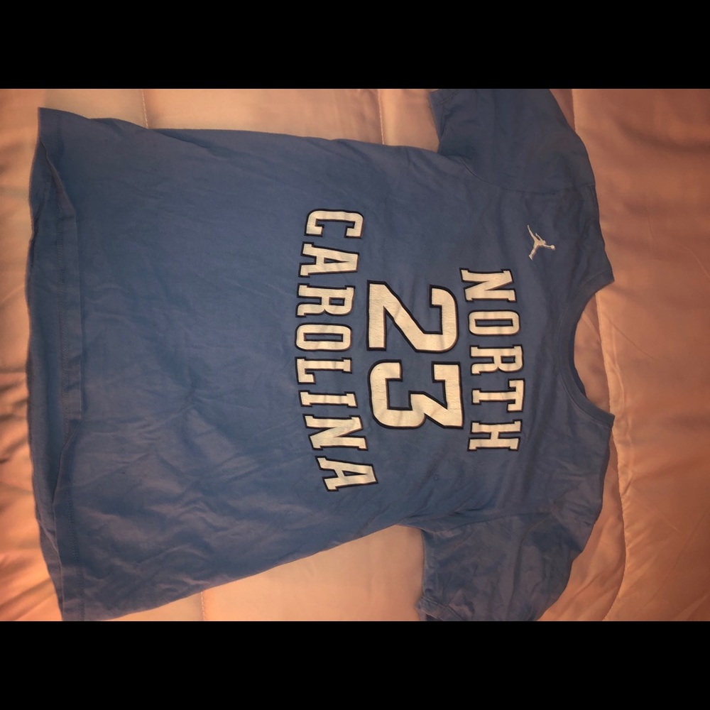 Blue and white North Caroline Jordan shirt
